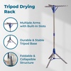 image:imageHoneyCanDo 2Tier Tripod Clothes Drying Rack 73 Chrome Steel  73 tall 2tier tripod holds 30 garments and long dresses off the floor Chrome steel resists rust folds compact1 Tier