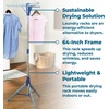 image:imageHoneyCanDo 2Tier Tripod Clothes Drying Rack 73 Chrome Steel  73 tall 2tier tripod holds 30 garments and long dresses off the floor Chrome steel resists rust folds compact1 Tier