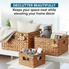 image:imageHoneyCanDo Banana Leaf Storage Baskets Water Hyacinth Woven Basket Decorative Baskets for Shelves Basket for Gifts Closet Pantry and Home Organization Set of 3 MultiSize9 L x 9 W x 6 H