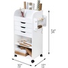 image:imageHoneyCanDo Deluxe Rolling Craft Storage Cart with Locking Wheels  Organizer for 30inch Wrapping Paper Ribbon Spools Tools amp Supplies  3 Drawers amp Open ShelvesStorage Cart