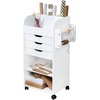 image:imageHoneyCanDo Deluxe Rolling Craft Storage Cart with Locking Wheels  Organizer for 30inch Wrapping Paper Ribbon Spools Tools amp Supplies  3 Drawers amp Open ShelvesStorage Cart