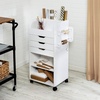 image:imageHoneyCanDo Deluxe Rolling Craft Storage Cart with Locking Wheels  Organizer for 30inch Wrapping Paper Ribbon Spools Tools amp Supplies  3 Drawers amp Open ShelvesStorage Cart
