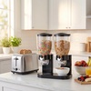image:imageHoneyCanDo Zevro Dual Dry Food Dispenser  Countertop Cereal Dispenser with Portion Control 175 oz Per Canister Airtight BPAFree Snack Dispenser for Kitchen Organization BlackChrome