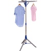 image:imageHoneyCanDo 2Tier Tripod Clothes Drying Rack 73 Chrome Steel  73 tall 2tier tripod holds 30 garments and long dresses off the floor Chrome steel resists rust folds compact1 Tier