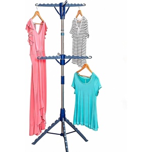 image:imageHoneyCanDo 2Tier Tripod Clothes Drying Rack 73 Chrome Steel  73 tall 2tier tripod holds 30 garments and long dresses off the floor Chrome steel resists rust folds compact2 Tier