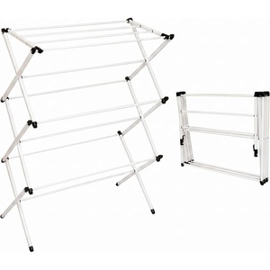 image:imageHoneyCanDo 3Tier Compact Clothes Drying Rack 16 ft No Assembly White  Compact 3tier accordion rack with 16 ft of drying space folds flat to 4 in for apartments and small spaces31 W