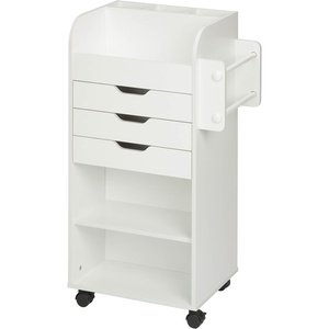 image:imageHoneyCanDo Deluxe Rolling Craft Storage Cart with Locking Wheels  Organizer for 30inch Wrapping Paper Ribbon Spools Tools amp Supplies  3 Drawers amp Open ShelvesStorage Cart