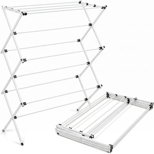 image:imageHoneyCanDo Oversized Clothes Drying Rack ExtraWide 35 50 lb White  Fits familysize loads of towels jeans amp hoodies rustresistant coated steel folds flat indooroutdoor energysavingWhite