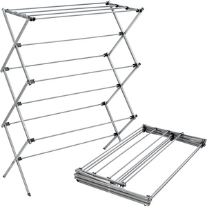 image:imageHoneyCanDo Oversized Clothes Drying Rack ExtraWide 35 50 lb White  Fits familysize loads of towels jeans amp hoodies rustresistant coated steel folds flat indooroutdoor energysavingGray